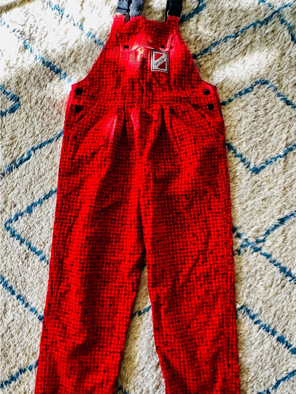 Izod Red Plaid Kids Overalls with Patch
